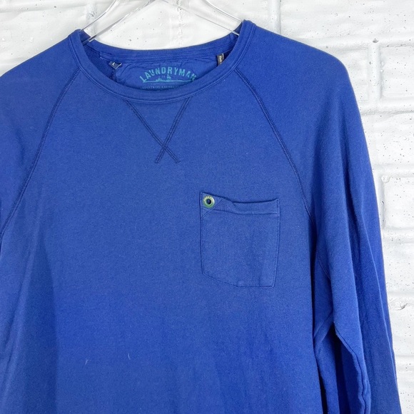 BARBOUR Laundryman Blue Crewneck long sleeve shirt Large - Picture 3 of 8